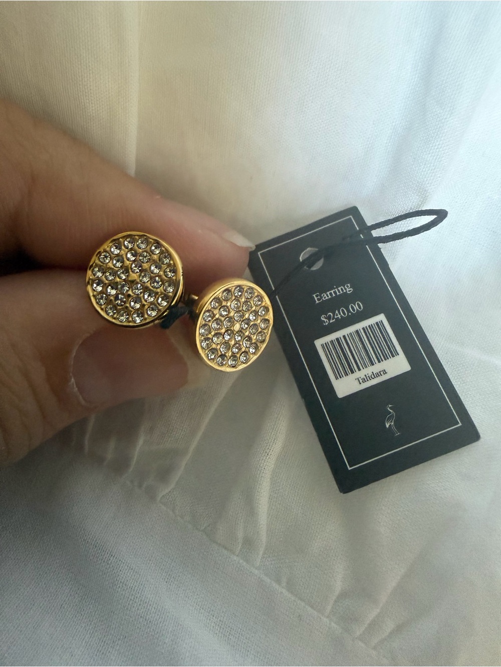 Talidara PVD Gold-Tone Genuine Zircon Disc Stud Earrings -